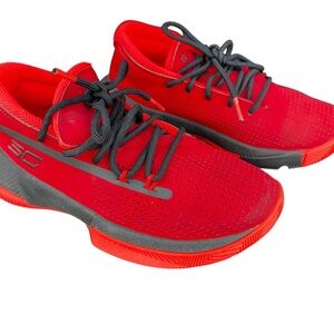 Red and Gray Athletic Shoes